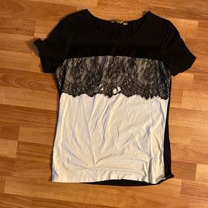 Black Lace Detail Shirt